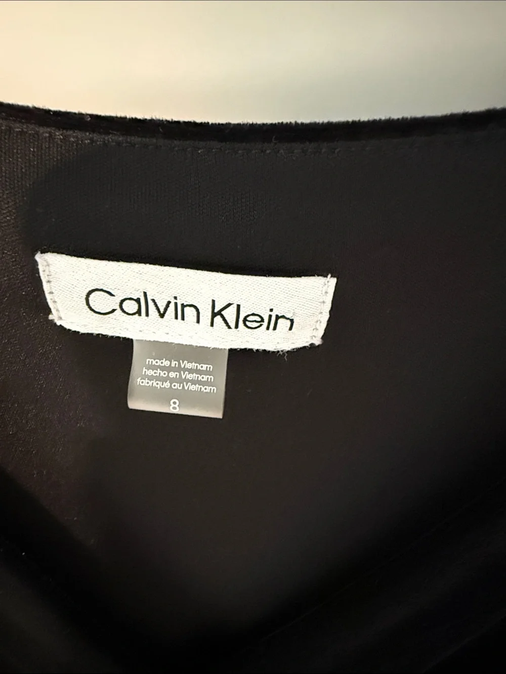 Calvin Klein Black Velvet Wrap Dress. Size 8